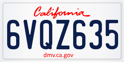 CA license plate 6VQZ635