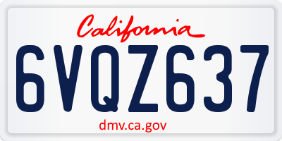 CA license plate 6VQZ637