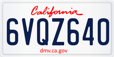 CA license plate 6VQZ640
