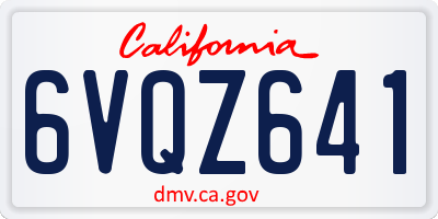 CA license plate 6VQZ641
