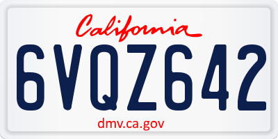 CA license plate 6VQZ642