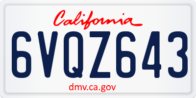 CA license plate 6VQZ643