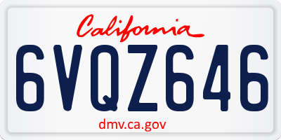 CA license plate 6VQZ646