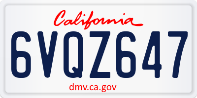 CA license plate 6VQZ647