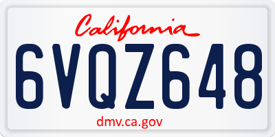CA license plate 6VQZ648