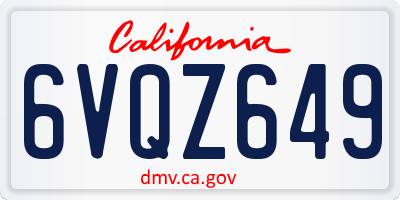 CA license plate 6VQZ649