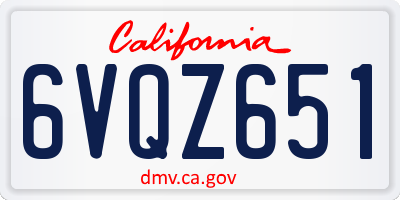 CA license plate 6VQZ651