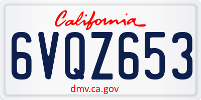 CA license plate 6VQZ653