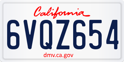 CA license plate 6VQZ654