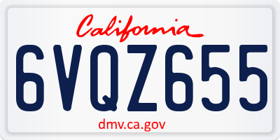 CA license plate 6VQZ655
