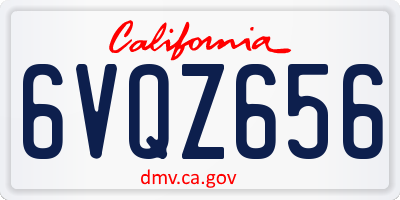 CA license plate 6VQZ656