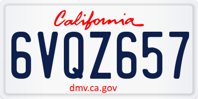 CA license plate 6VQZ657