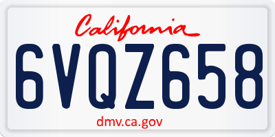 CA license plate 6VQZ658