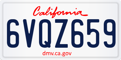CA license plate 6VQZ659
