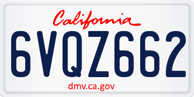 CA license plate 6VQZ662