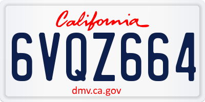 CA license plate 6VQZ664