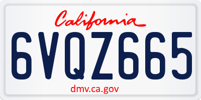 CA license plate 6VQZ665