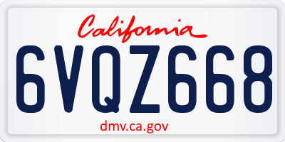 CA license plate 6VQZ668