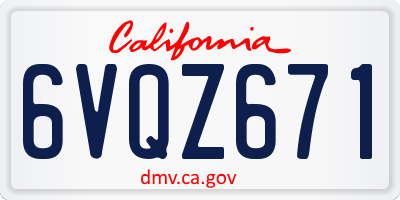 CA license plate 6VQZ671