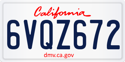 CA license plate 6VQZ672