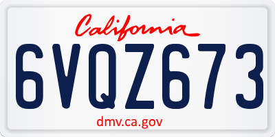 CA license plate 6VQZ673