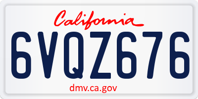 CA license plate 6VQZ676