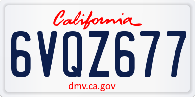 CA license plate 6VQZ677