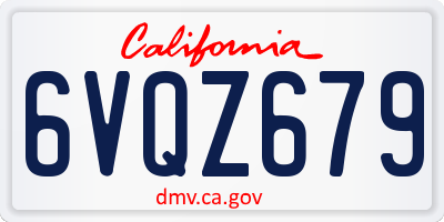 CA license plate 6VQZ679