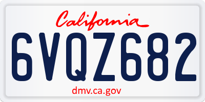 CA license plate 6VQZ682