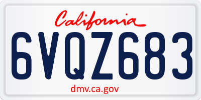 CA license plate 6VQZ683