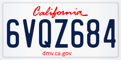 CA license plate 6VQZ684