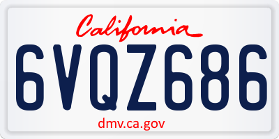 CA license plate 6VQZ686