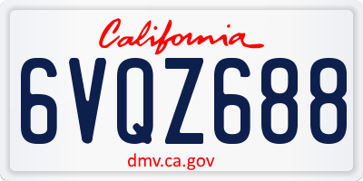 CA license plate 6VQZ688