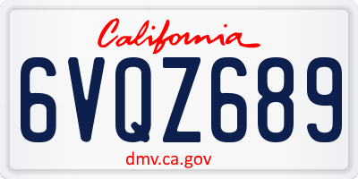 CA license plate 6VQZ689