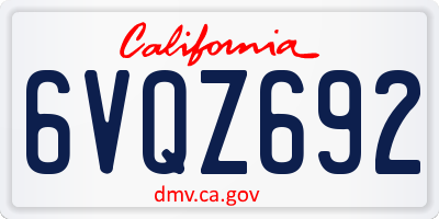 CA license plate 6VQZ692