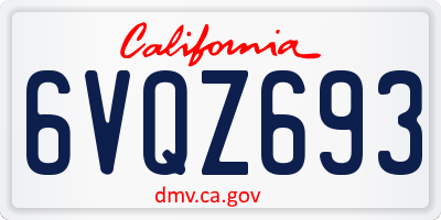 CA license plate 6VQZ693