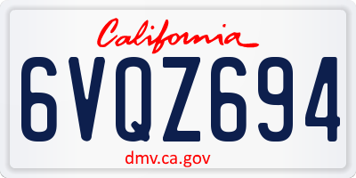 CA license plate 6VQZ694