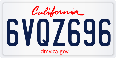CA license plate 6VQZ696
