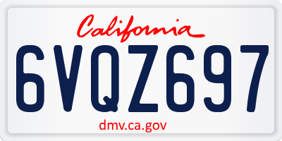 CA license plate 6VQZ697