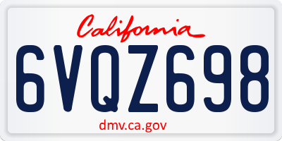 CA license plate 6VQZ698