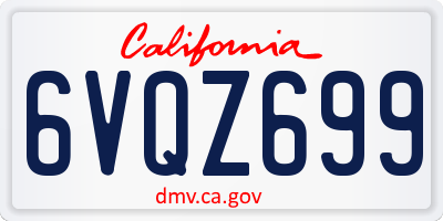 CA license plate 6VQZ699