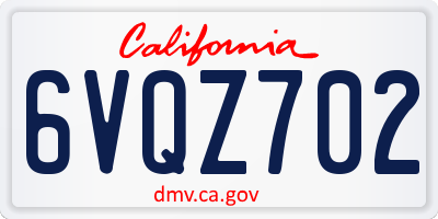 CA license plate 6VQZ702