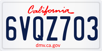 CA license plate 6VQZ703
