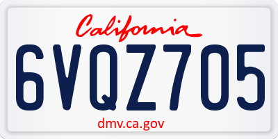 CA license plate 6VQZ705