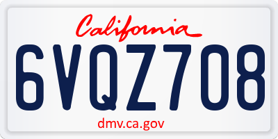 CA license plate 6VQZ708