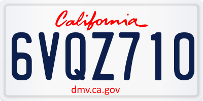CA license plate 6VQZ710