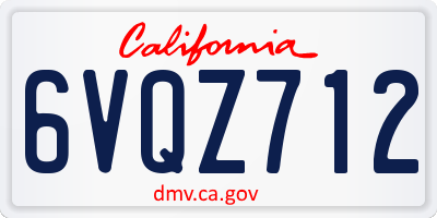CA license plate 6VQZ712