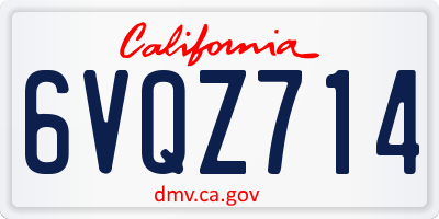 CA license plate 6VQZ714