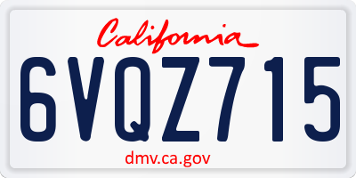 CA license plate 6VQZ715