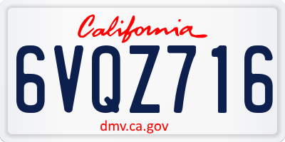 CA license plate 6VQZ716